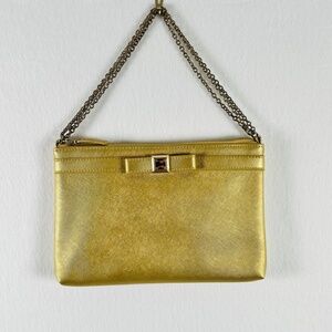 Carpisa Gold Shoulder Bag Crossbody Clutch Wristlet Evening Bag Convertible